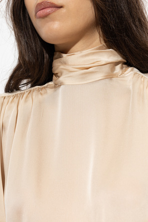 Balmain Blusa de seda con cuello alto