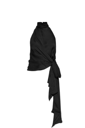 Silk top with decorative tie