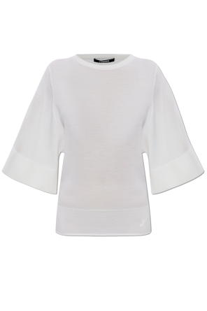 Wełniany top z wyszytym logo