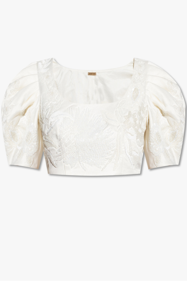 Cult Gaia ‘Sinay’ crop top with puff sleeves