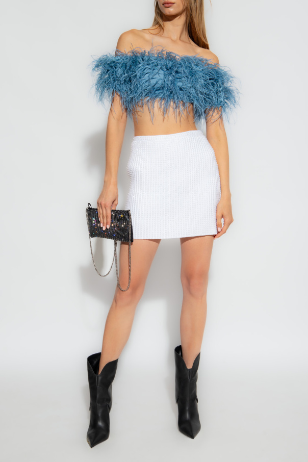 Cult Gaia ‘Goetz’ top with feathers