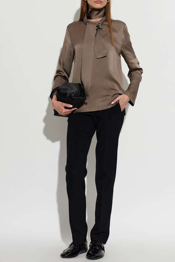 Fabiana Filippi Satin Top with Decorative Pin