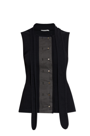 Fitted top with decorative neckline