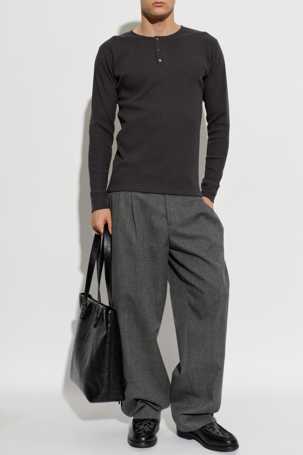Lemaire Ribbed top with long sleeves