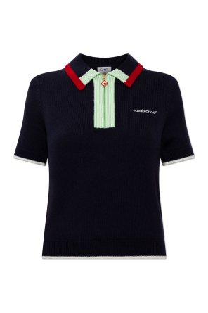 Wełniane polo z wyszytym logo od Casablanca