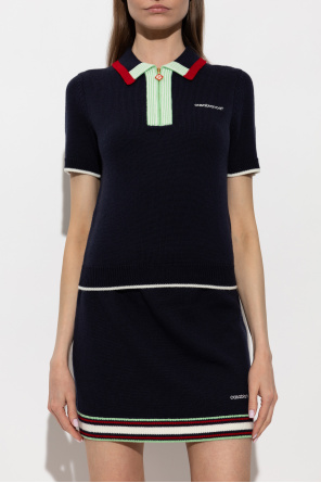 Casablanca Wool polo shirt with embroidered logo