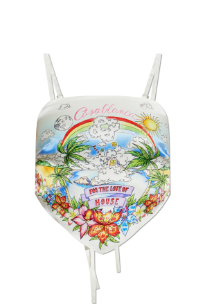 Silk top with colorful print