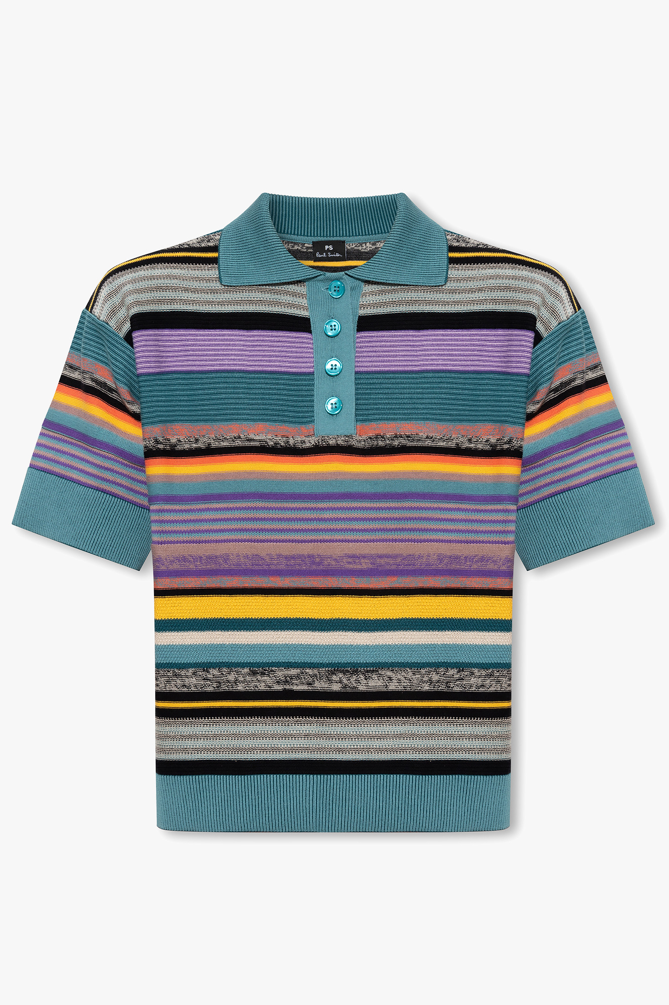 MONCLER LOGO-PATCHED POLO Striped polo