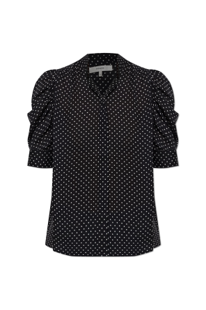 Top de seda con estampado de lunares
