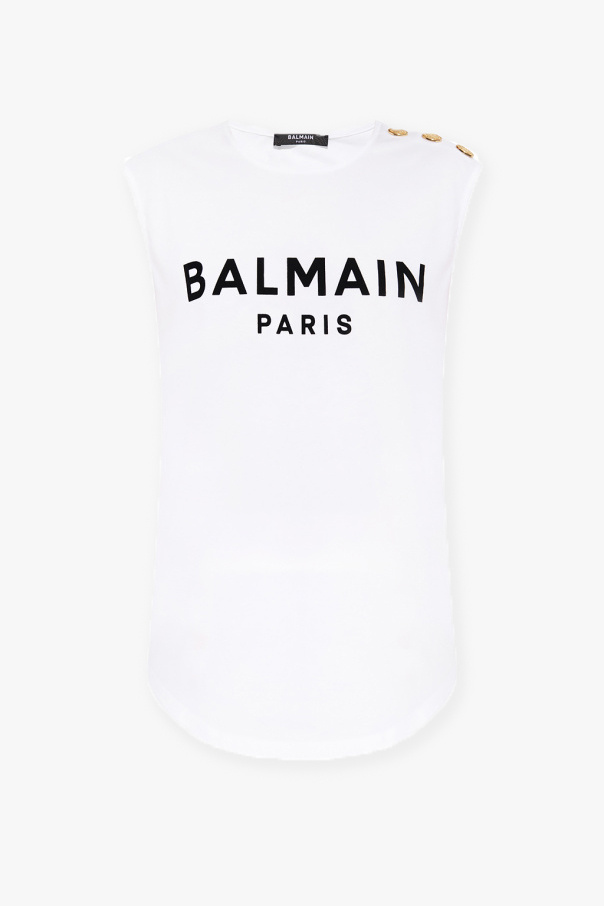 Balmain White Organic Cotton With Logo mini balmain Woman