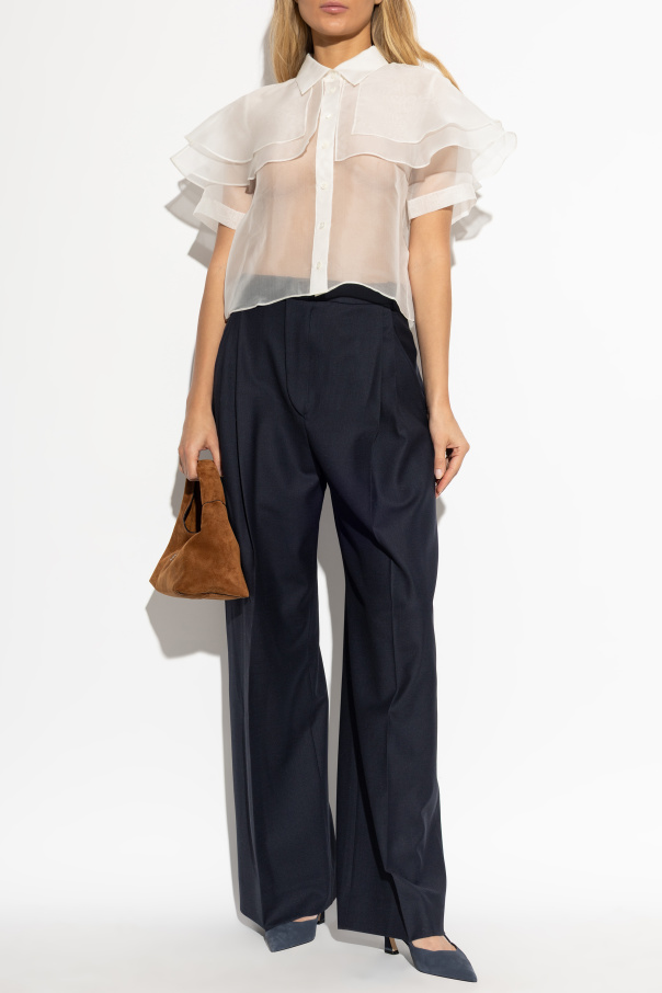 FRAME Silk top with ruffles