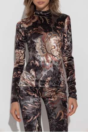 Etro Velvet top with stand-up collar