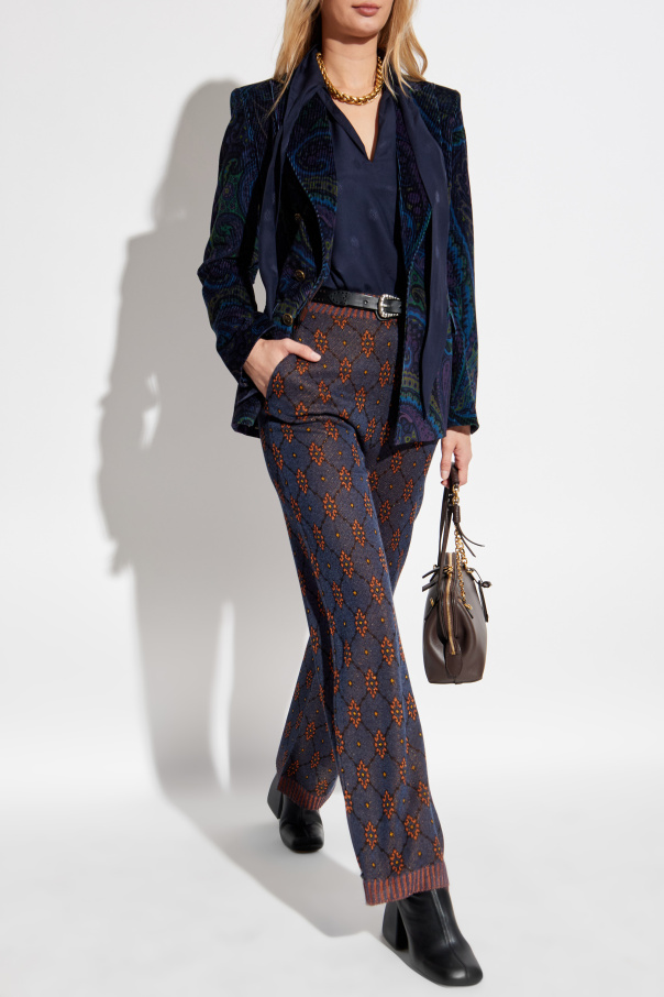 Etro Jedwabny top z wiązaniem przy dekolcie