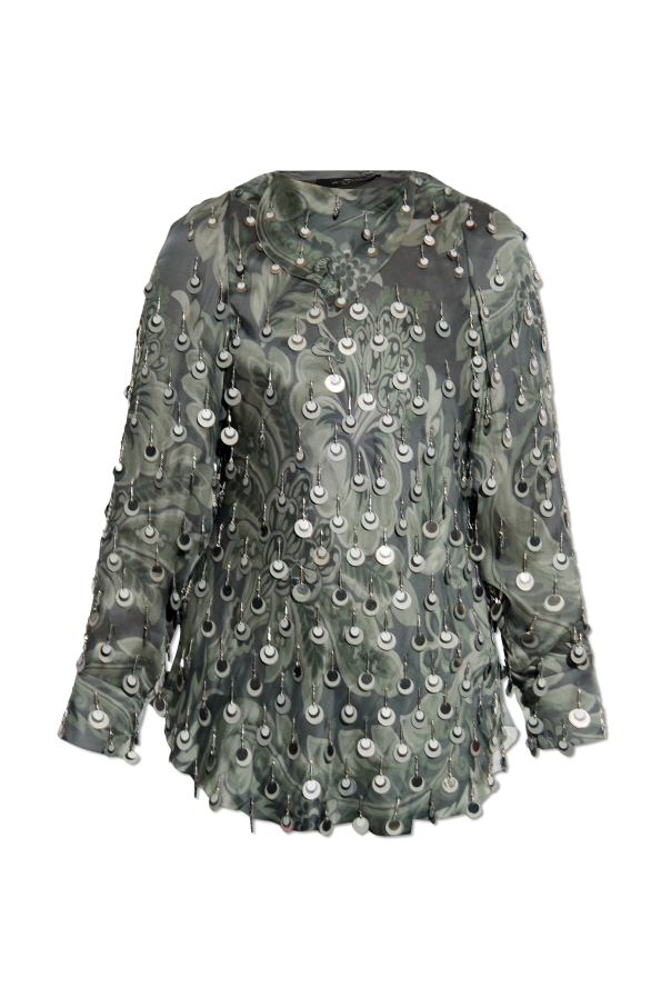 Silk top with shimmering embellishments od Etro