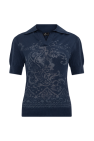Etro NAVY BLUE Polo with decorative pattern