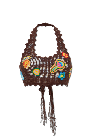 Short top with colorful embroidery