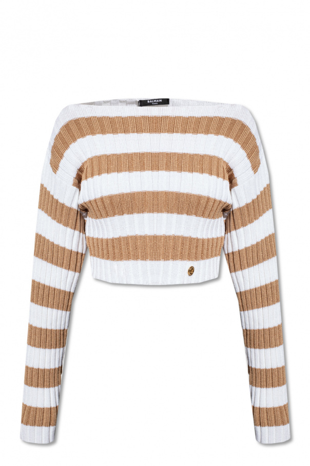 Balmain Cropped sweater with stripes