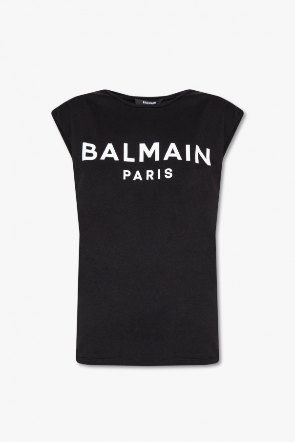 Balmain button-detail Sleeveless T-shirt with logo
