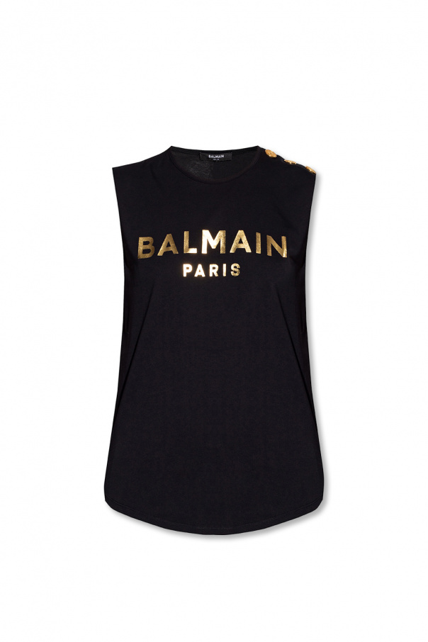 balmain Calfskin Sleeveless top