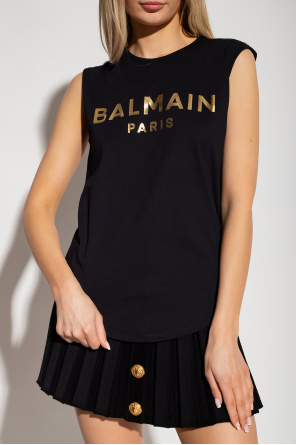 balmain Calfskin Sleeveless top