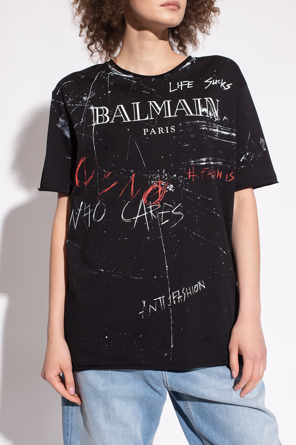 balmain Pleated Logo T-shirt