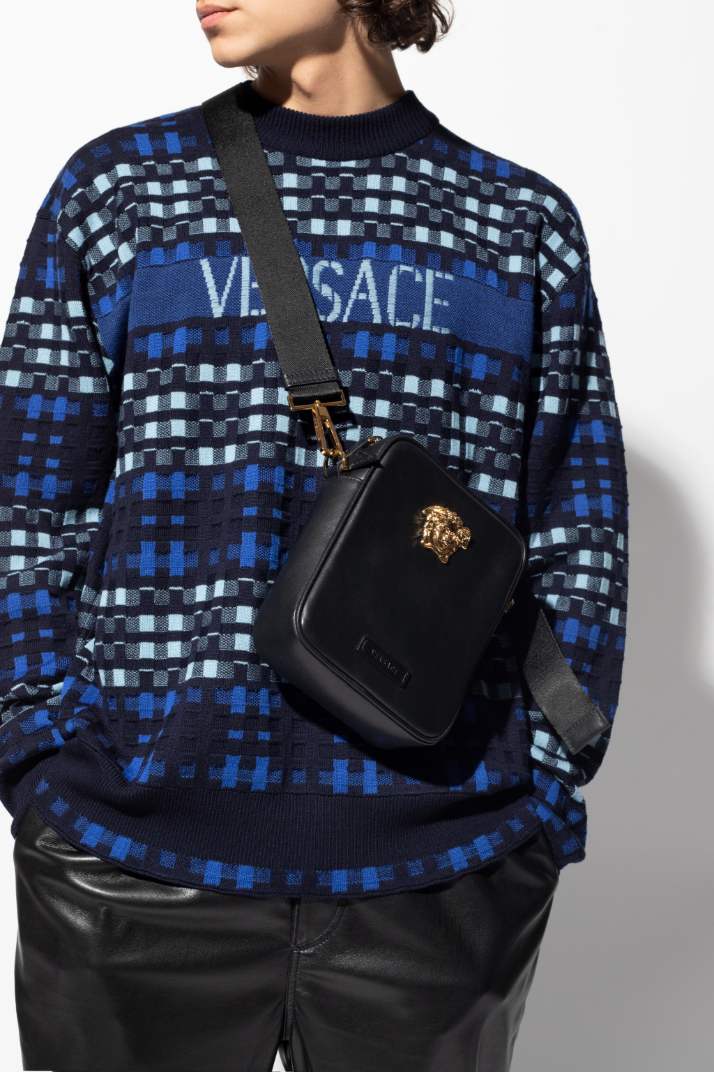 Versace John Richmond logo chain-link shoulder bag