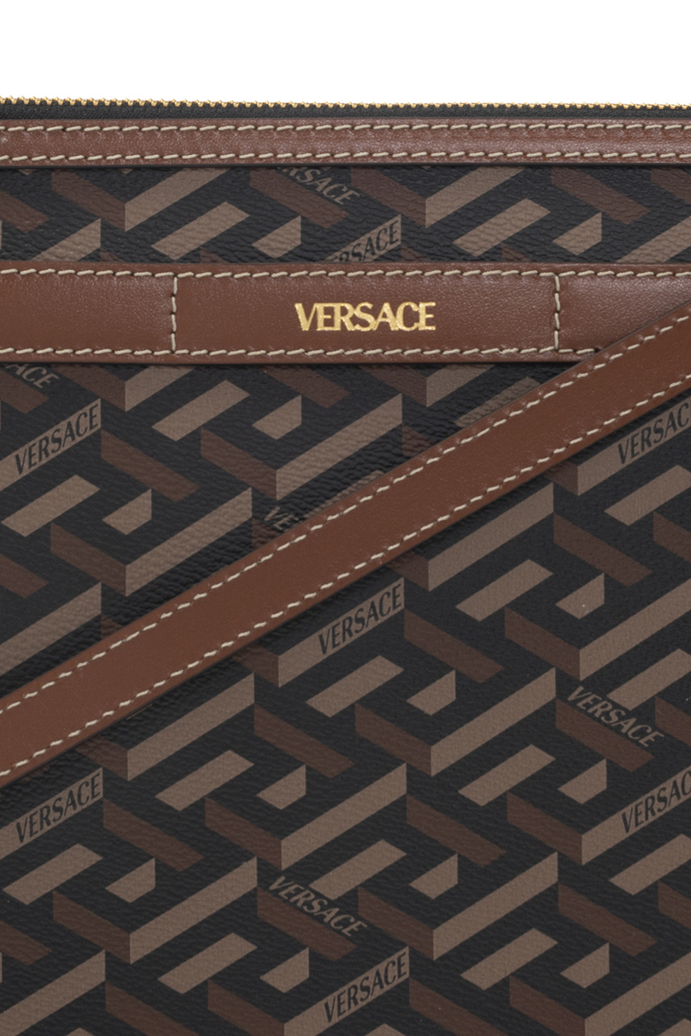 Versace ‘La Greca’ shoulder Brown bag