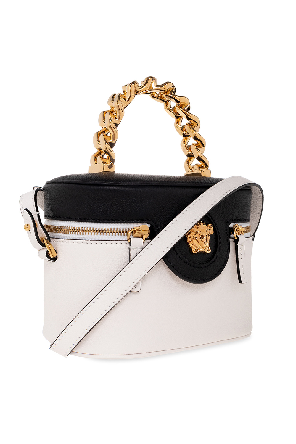 La Medusa Mini Leather Tote Bag in White - Versace