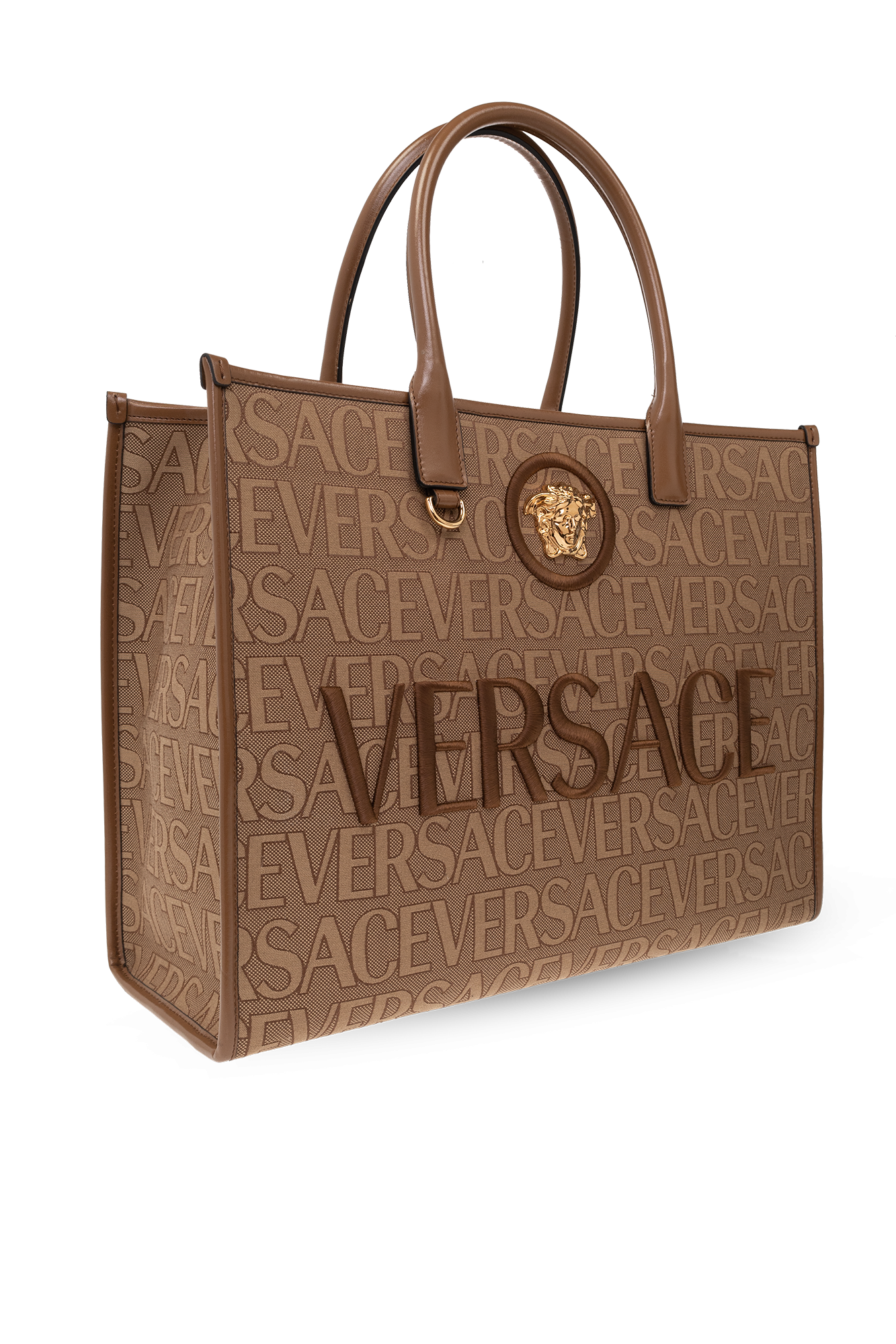 VERSACE Saffiano Palazzo Medusa Tote Pink | FASHIONPHILE