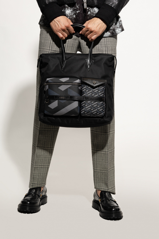 Versace Marni panelled logo messenger bag