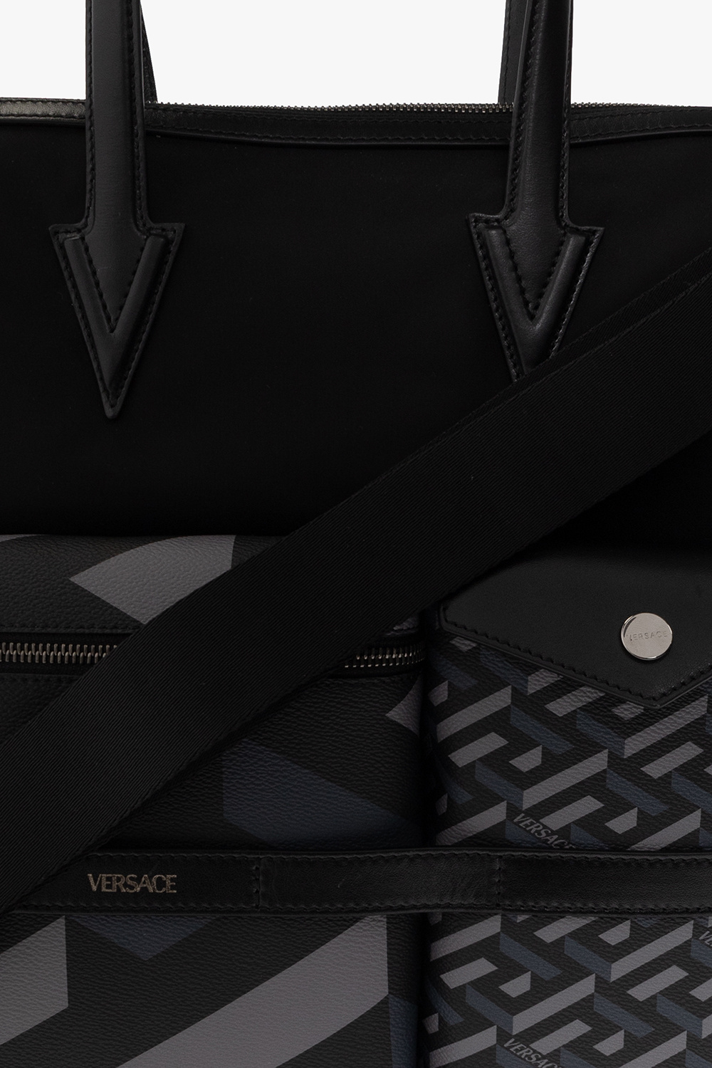 Versace Black Damier Geant Mini Citadin Messenger Bag