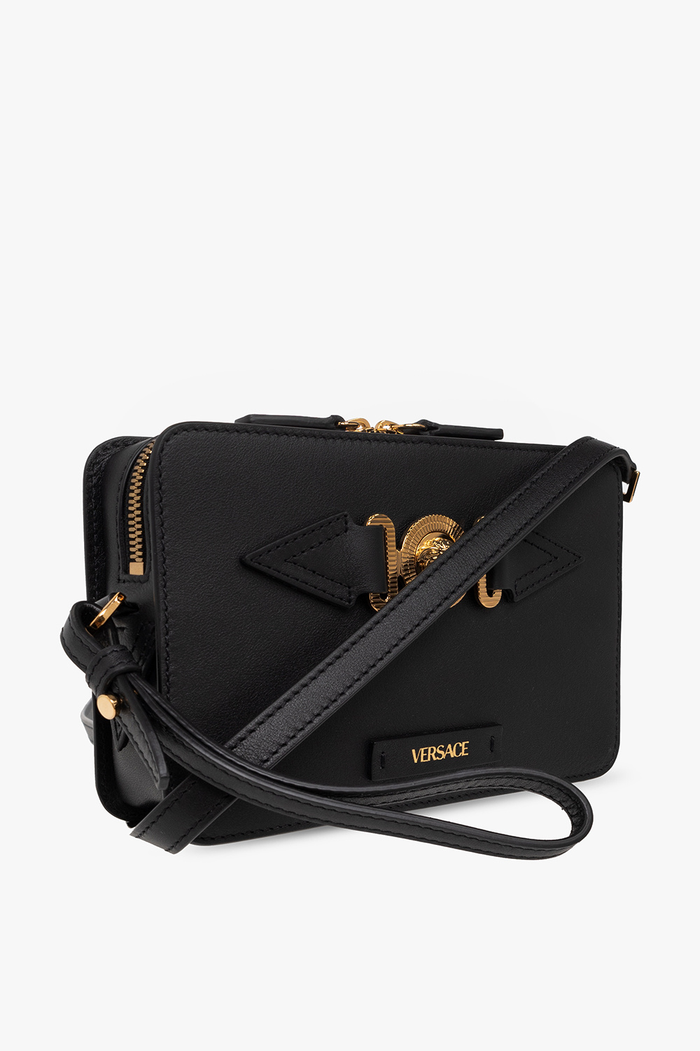 Versace Leather shoulder bag with logo