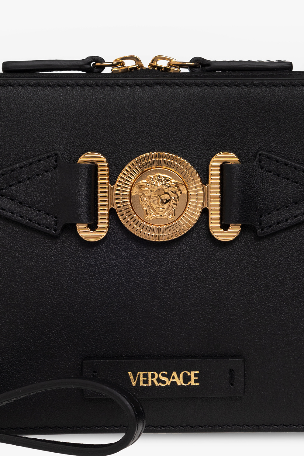 Versace Leather shoulder bag with logo