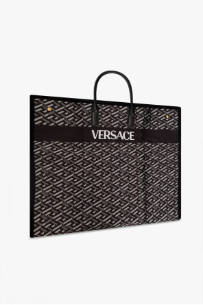 Versace Home Tropicalia Raffia And Leather Basket Bag Womens Brown