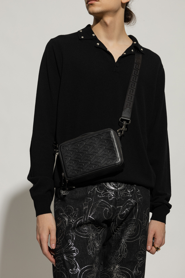 Versace Tods whipstitch-trim leather shoulder bag