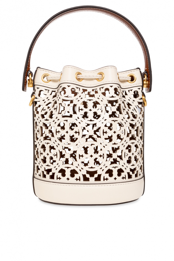 Tory Burch Mini T Monogram Laser-Cut Bucket Bag