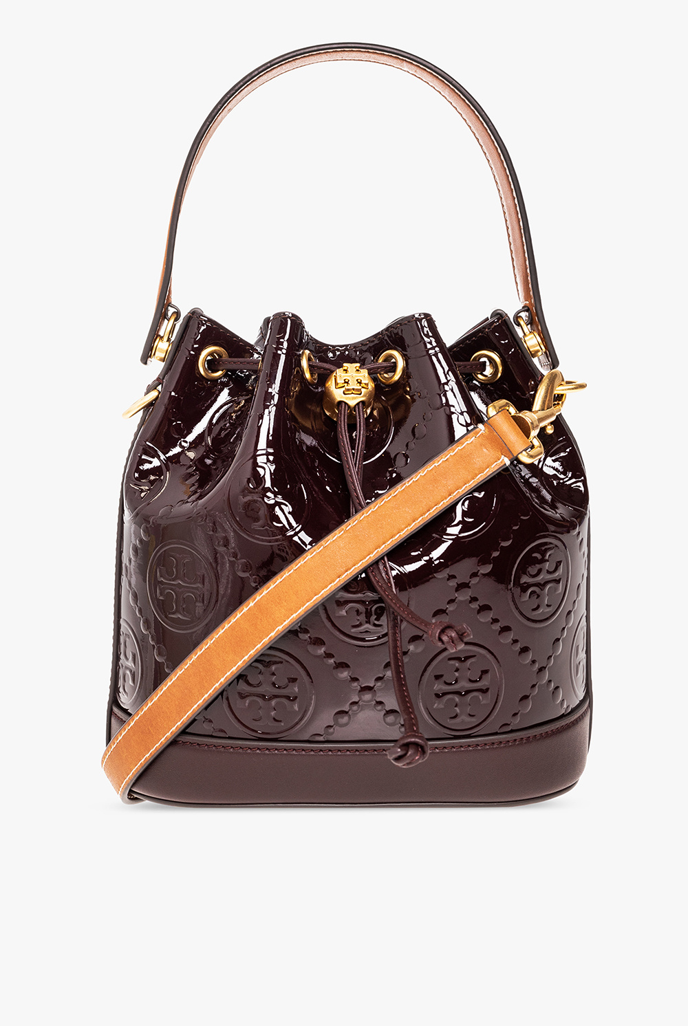 Tory Burch 'T Monogram' bucket bag in patent leather