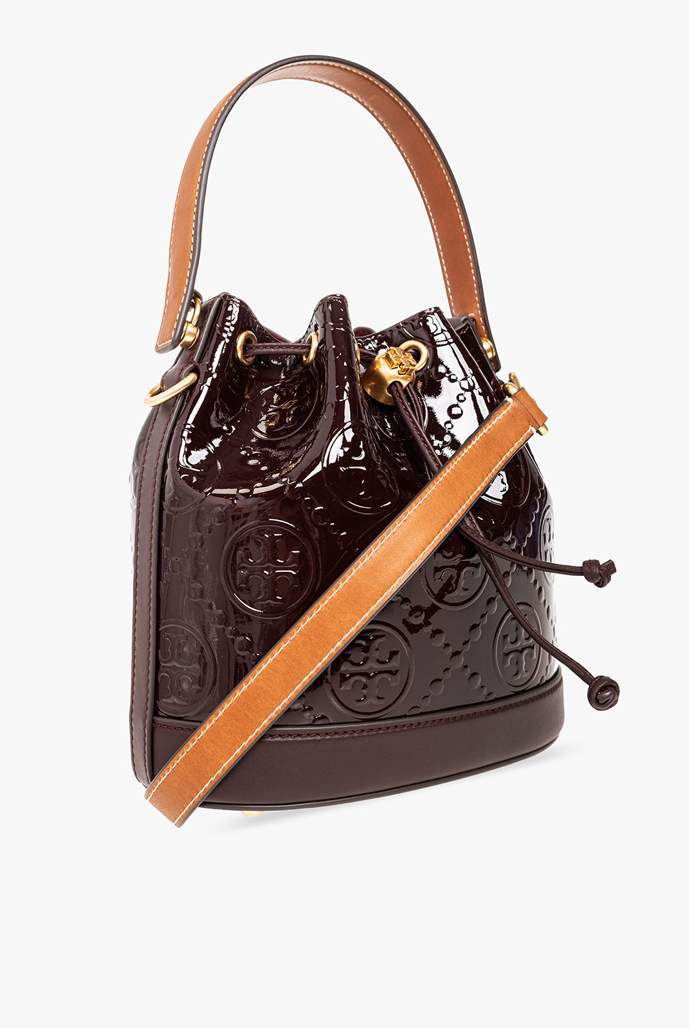 Tory Burch 'T Monogram' bucket bag in patent leather