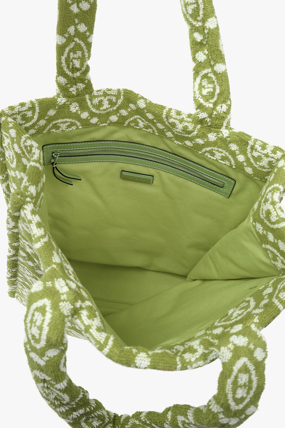 Tory Burch T Monogram terry-cloth tote bag, Green