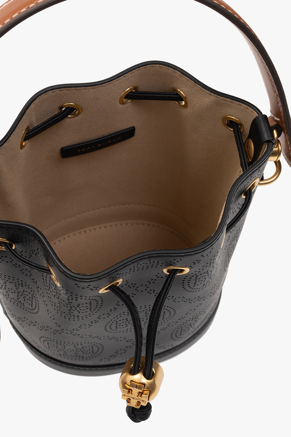 Brown 'T Monogram Mini' bucket bag Tory Burch - Vitkac HK
