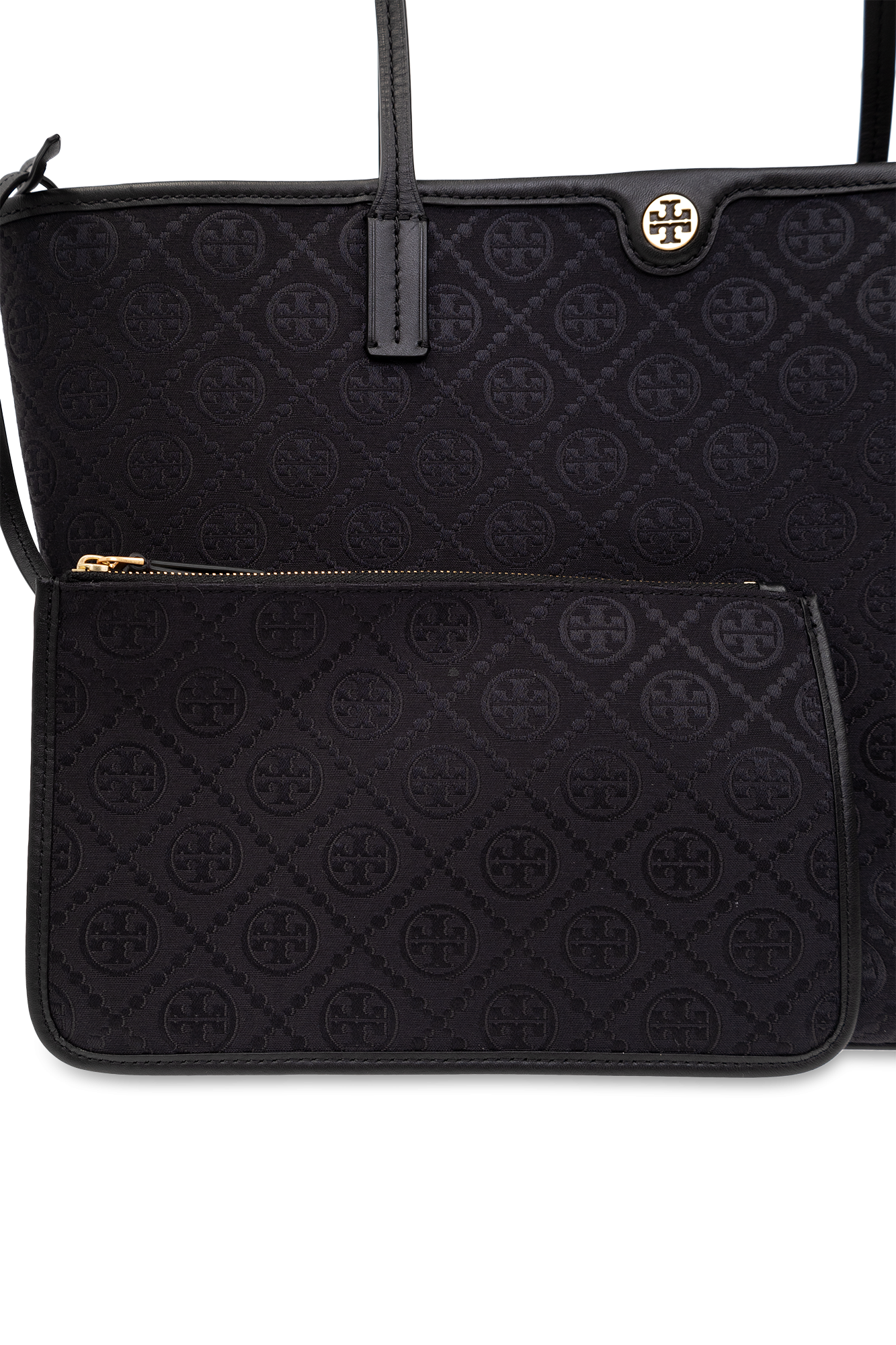 Tory Burch T Monogram Zip Tote Black