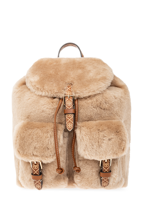 T Monogram Shearling Backpack od Tory Burch