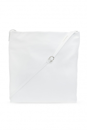 White Grained Leather Logo Belt white bag