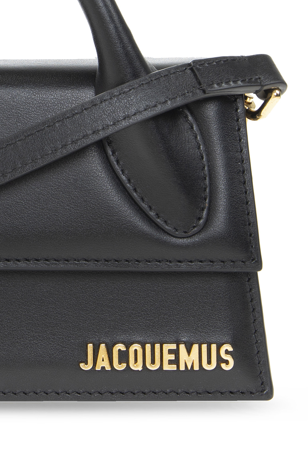 Jacquemus Le Chiquito Long Black Leather Top Handle Bag, Bag, Black
