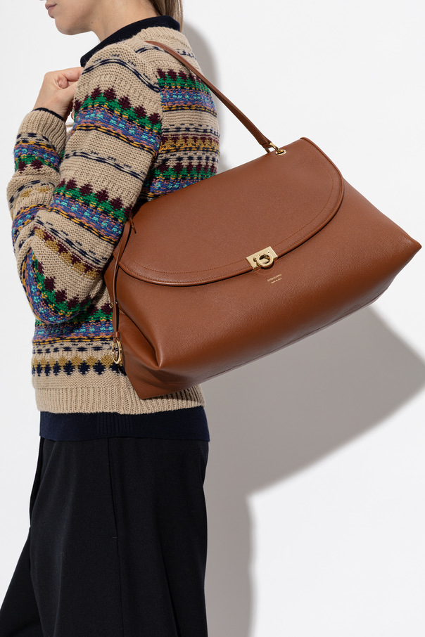 FERRAGAMO Mala de couro com logótipo
