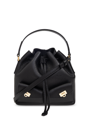 Leather bucket shoulder bag