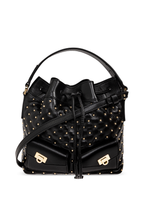 Leather bag `Drawstring`