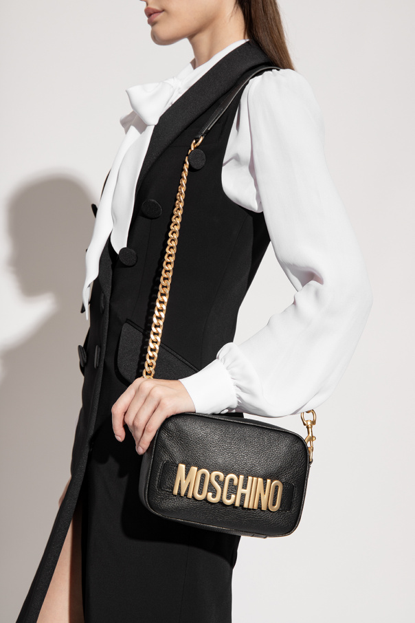 Moschino two-tone logo-patch backpack