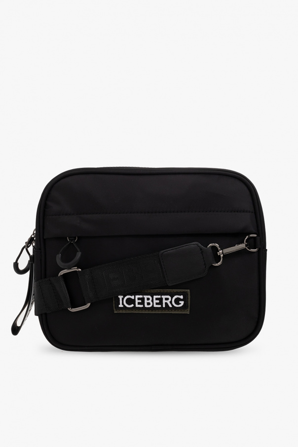 Iceberg feather-trim leopard-print clutch bag Braun