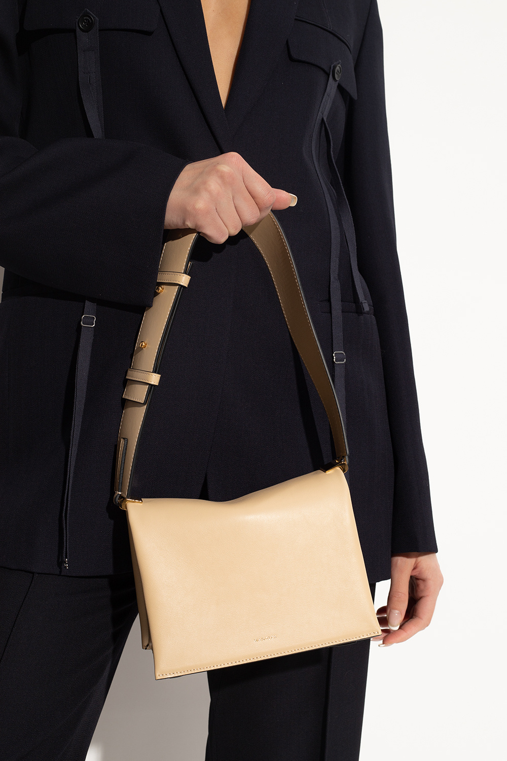 WANDLER Uma Box cracked-leather shoulder bag